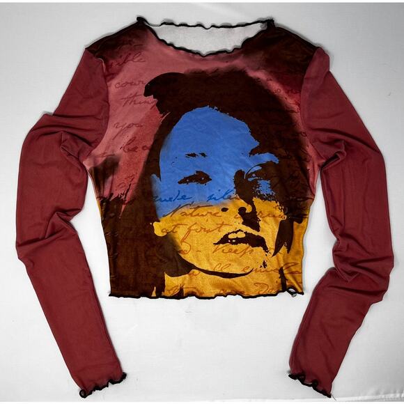 Shein Women's Cropped Top size XS With Sheer sleeves Pre-owned in good condition - Picture 1 of 9